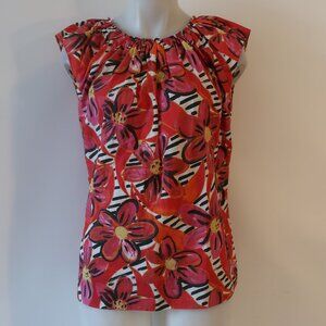 Womens Marni Red Pink Floral Cotton Tunic Top 42 US/ M